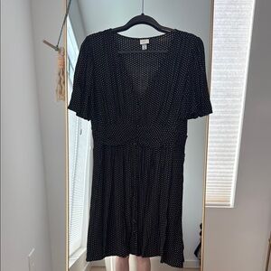 EUC Flattering Black Polka Dot Dress